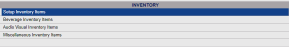 Inventory section of the Sales and Catering Configuration menu with Setup Inventory Items command selected